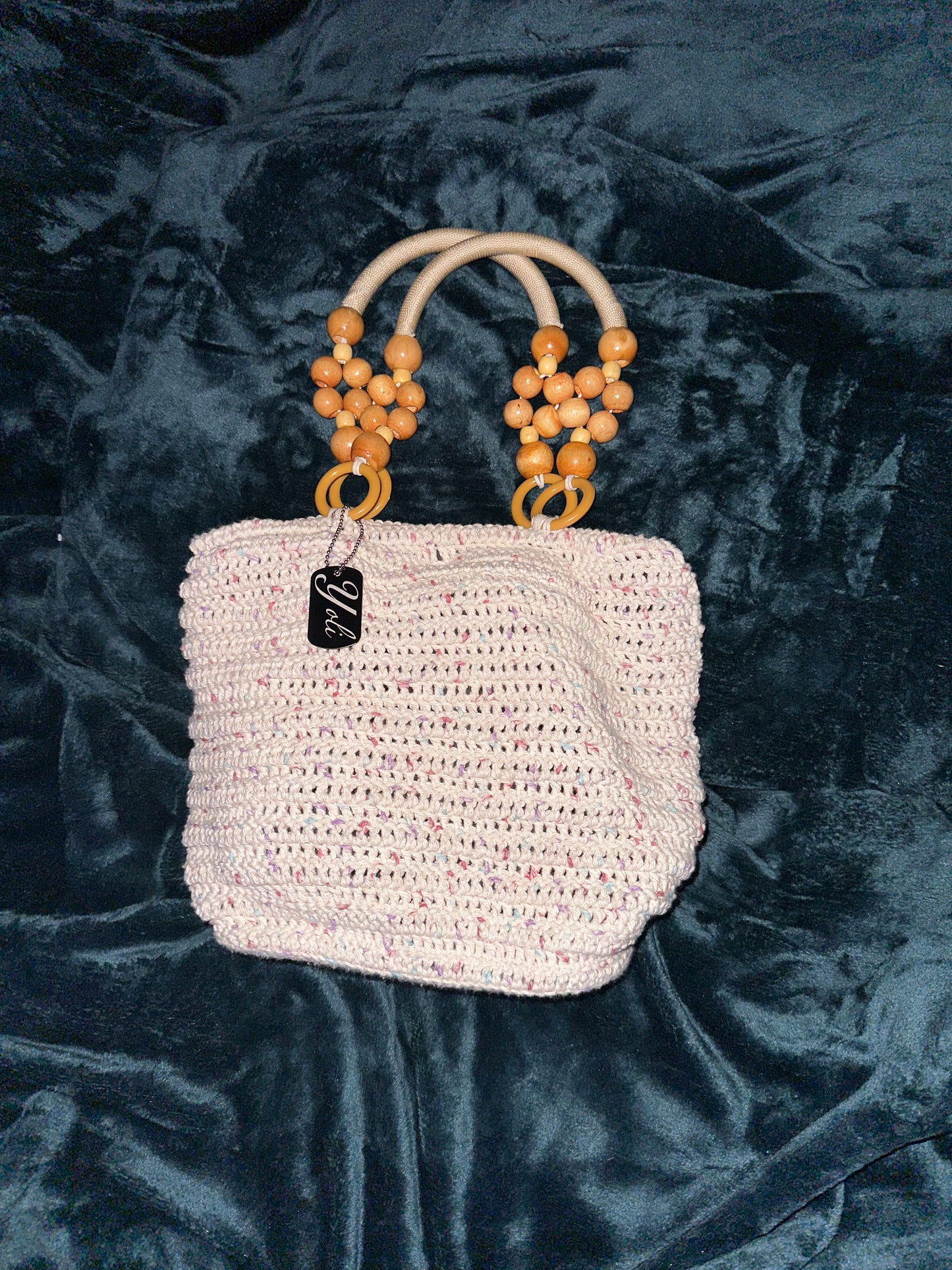 Neutral colored cotton shoulder bag