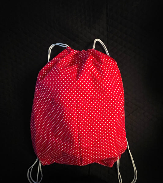 Red with white polka-dots extra-large drawstring bag