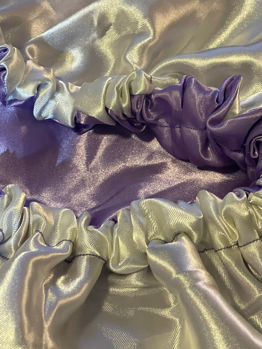 Purple Satin and Silver Satin Reversible Bonnet